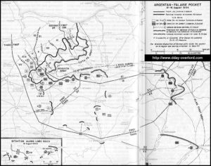 Carte des opérations à Argentan et de la poche de Falaise du 12 au 16 août 1944 en Normandie. Photo : D-Day Overlord