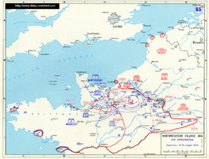 Carte des opérations en Normandie du 14 au 25 août 1944. Photo : D-Day Overlord