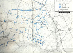 Carte des combats de la ligne de la Douve du 14 au 16 juin 1944 en Normandie. Photo : D-Day Overlord