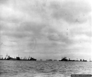 Le brise-lames d'Utah Beach "Gooseberry 1". Photo : US National Archives