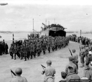 German prisoners are landed under guard in England. Photo: US National Archives