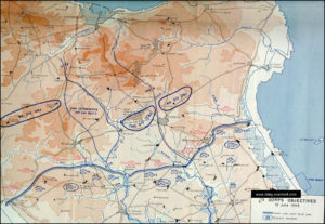 Carte des opérations pour la libération de Cherbourg du 19 juin 1944 en Normandie. Photo : D-Day Overlord