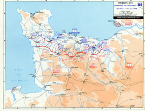 Carte de l’expansion de la tête de pont alliée en Normandie du 1er au 24 juillet 1944. Photo : D-Day Overlord