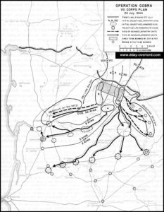 Plan de l’opération Cobra du 20 juillet 1944 en Normandie. Photo : D-Day Overlord