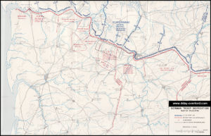 Carte des positions allemandes au sud du Cotentin dans la nuit du 24 au 25 juillet 1944. Photo : D-Day Overlord