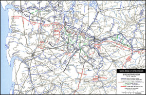 Carte de la percée alliée du 25 au 27 juillet 1944 en Normandie. Photo : D-Day Overlord