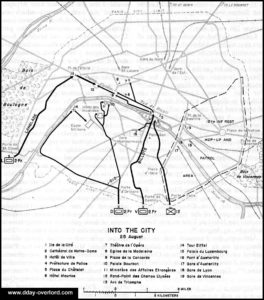 Carte des combats dans Paris le 25 août 1944. Photo : D-Day Overlord