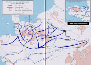 Carte de la percée jusqu’à la Seine du 25 juillet au 25 août 1944 en Normandie. Photo : D-Day Overlord