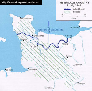 Situation alliée dans le bocage en date du 2 juillet 1944 en Normandie. Photo : D-Day Overlord