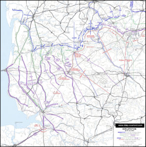 Carte de l’exploitation de la percée du 30 au 31 juillet 1944 en Normandie. Photo : D-Day Overlord