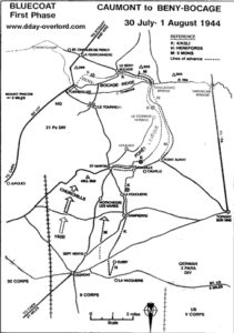 Carte de l'opération Bluecoat du 30 juillet au 1er août 1944 en Normandie. Photo : D-Day Overlord