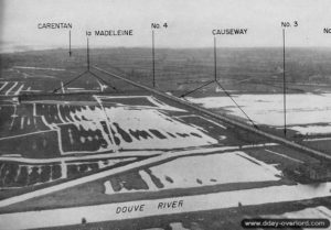 La zone inondée au nord de la commune de Carentan, vue en direction du sud-est. Photo : US National Archives