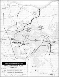 Plan du 12th Army Group pour l'attaque du 8 août 1944 en Normandie. Photo : D-Day Overlord