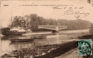 Carte postale du pont tournant de Ranville avant la guerre.