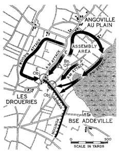 Carte des combats des Droueries menées par la 101st (US) Airborne Division le 7 juin 1944. Photo : D-Day Overlord