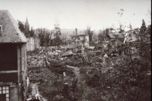 L'île Saint-Dominique de Lisieux après les bombardements de juin 1944. Photo : DR