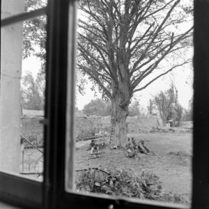 Pensionnaires américains de l'infirmerie tenue par le 308th Medical Battalion, 83rd (US) Infantry Division au numéro 45 rue Holgate à Carentan, dans l'hôtel Durand de la Borderie-Énouf. Photo : US National Archives