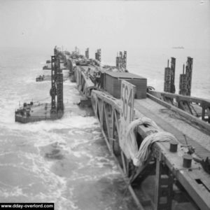 One of the Mulberry B jetties crosses the Channel. Photo IWM