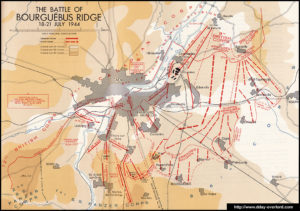 Carte des combats de la rive de Bourguébus du 18 au 21 juillet 1944 en Normandie. Photo : D-Day Overlord