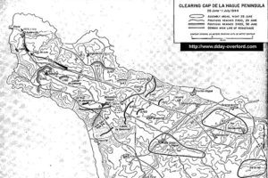 Carte des combats pour la libération du cap de la Hague le 28 juin 1944 en Normandie. Photo : D-Day Overlord