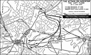 Carte des combats pour Carentan du 10 au 11 juin 1944 en Normandie. Photo : D-Day Overlord