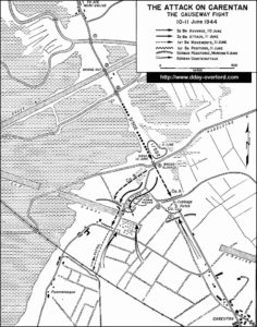 Carte des combats pour Carentan du 10 au 11 juin 1944 en Normandie. Photo : D-Day Overlord