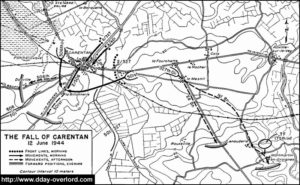 Carte des combats pour Carentan du 12 juin 1944 en Normandie. Photo : D-Day Overlord