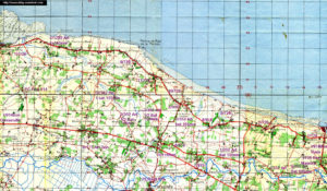 Carte américaine au 1/50000e de la côte d’Omaha Beach en Normandie. Photo : D-Day Overlord