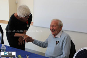 Helen Patton et Bernard Dargols à l'occasion du 71ème anniversaire du débarquement de Normandie – Sainte-Honorine-des-Pertes – 2015. Photo : D-Day Overlord