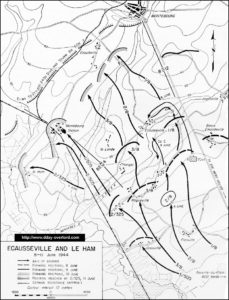 Carte des combats en direction de Montebourg dans le Cotentin du 8 au 11 juin 1944. Photo : D-Day Overlord