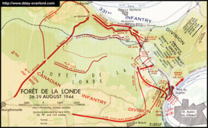 Carte des combats de la forêt de la Londe du 26 au 29 août 1944. Photo : D-Day Overlord