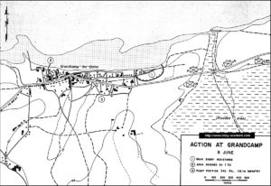 Carte des combats de la prise de Grandcamp-les-Bains le 8 juin 1944 en Normandie. Photo : D-Day Overlord