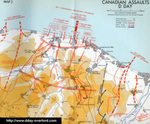 Carte de la situation à Juno Beach le 6 juin 1944 à minuit en Normandie. Photo : D-Day Overlord