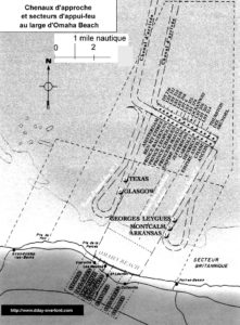 Plan d’approche et d’appui-feu des navires devant Omaha Beach. Photo : D-Day Overlord