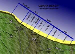 Répartition des secteurs de plage à Omaha Beach en Normandie. Photo : D-Day Overlord