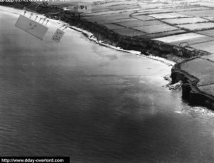 Vue aérienne de Vierville-sur-Mer en 1944. Photo : US National Archives