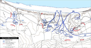 Situation à minuit le 6 juin 1944 à Saint-Laurent-sur-Mer et Colleville-sur-Mer. Photo : D-Day Overlord