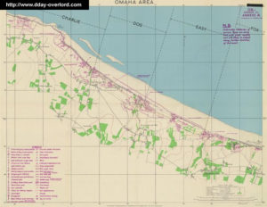Répartitions et limites des secteurs de plage d'Omaha Beach. Photo : D-Day Overlord