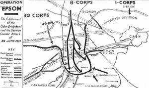 Carte de l'offensive alliée pendant l’opération Epsom du 29 juin 1944 en Normandie. Photo : D-Day Overlord