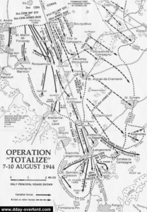 Plan de l’opération Totalize du 7 au 13 août 1944 en Normandie. Photo : D-Day Overlord