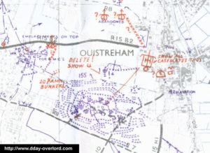 Plan des installations défensives allemandes à Ousitreham en Normandie. Photo : D-Day Overlord