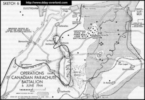 Carte des ations de la 6th (GB) Airborne Division le 6 juin 1944 en Normandie. Photo : D-Day Overlord