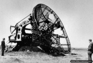 L’un des deux radars Würzburg Riese FuSE 65 courte portée de Douvres-la-Délivrande, après guerre. Photo : DR