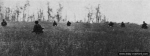 8 juillet 1944 : des soldats de la Hitlerjugend participent à une contre-offensive dans le secteur de Epron. Photo : Bundesarchiv