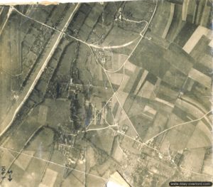 Photographie aérienne de la Landing Zone « N » à Ranville. Photo : IWM