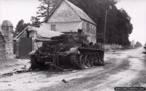 L’épave d’un char anglais Mark VIII Cromwell à Villers-Bocage. Photo : Bundesarchiv