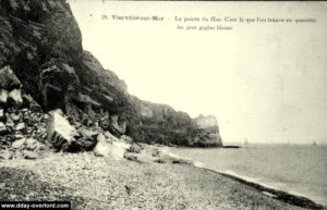 Carte postale des années 1920 de la falaise est de la Pointe du Hoc