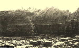 La falaise est de la Pointe du Hoc en 1949. Photo : DR