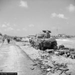 Un Sherman Crab du 22nd Dragoons, 79th Armored Division, bloqué sur Queen White. Photo : IWM