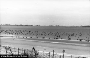 Vue de l'armada alliée depuis la localité d'Houlgate. Photo : Bundesarchiv